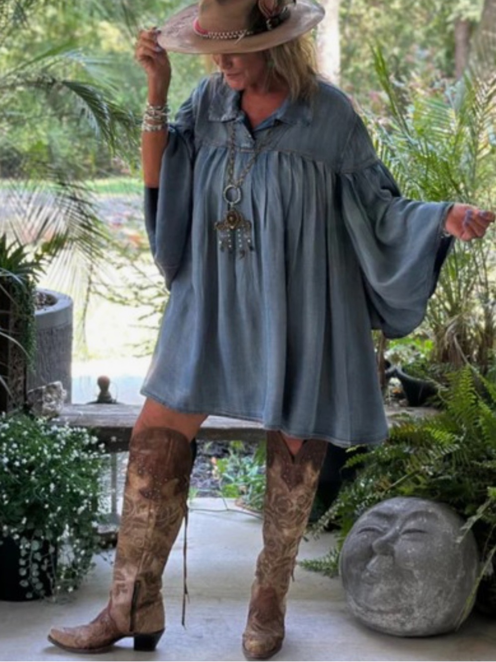 Jaded Gypsy Pleated Together Womens Tunic